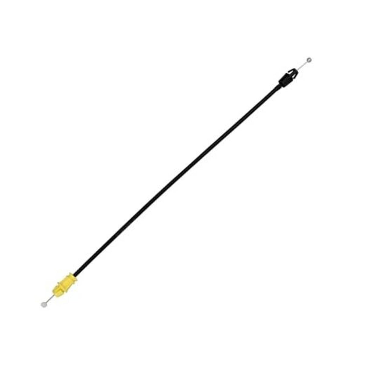 Black door latch release cable with yellow plastic connector and metal end clip