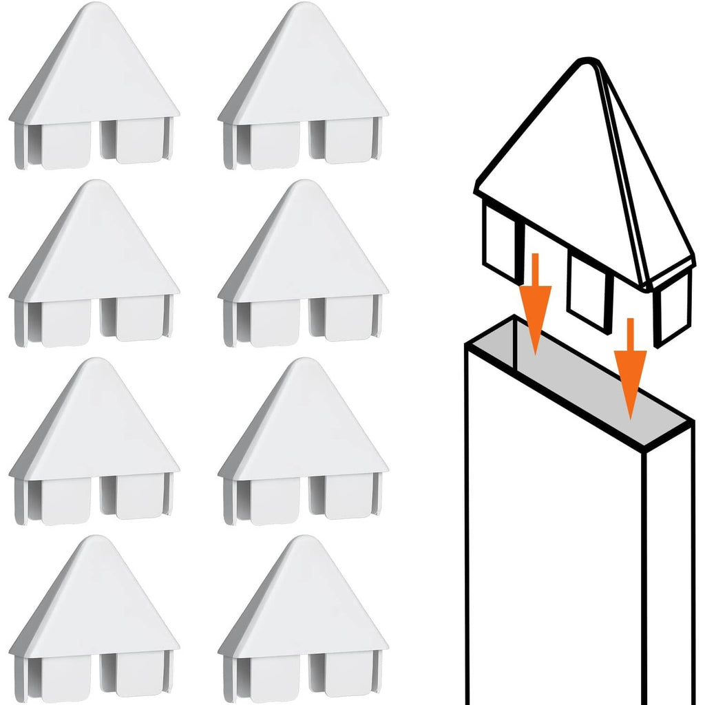 8-pack white vinyl picket fence caps, round-top replacement pieces