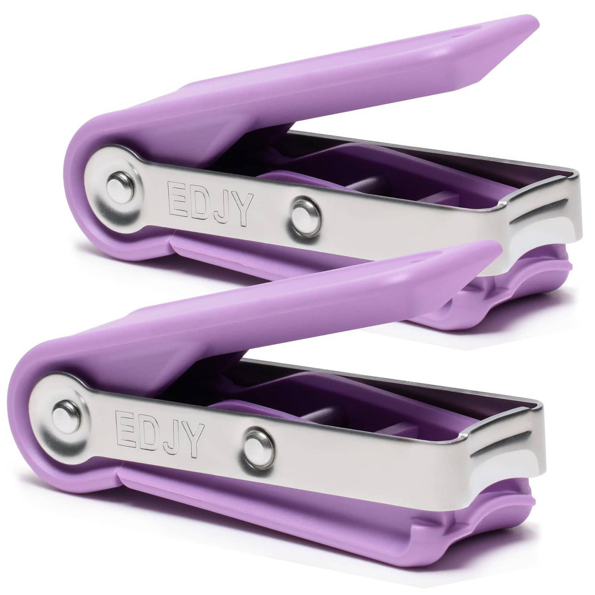Lilac stainless-steel fingernail clippers, 2-pack, with finger loop grips