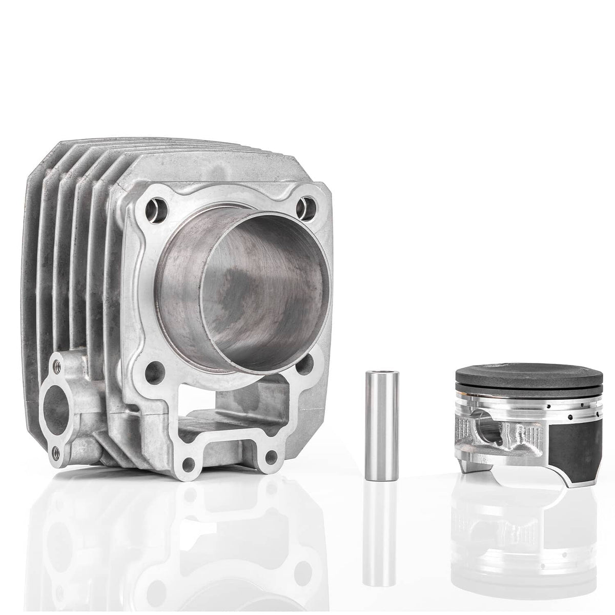 Cylinder and piston top end kit parts with piston, cylinder head and wrist pin