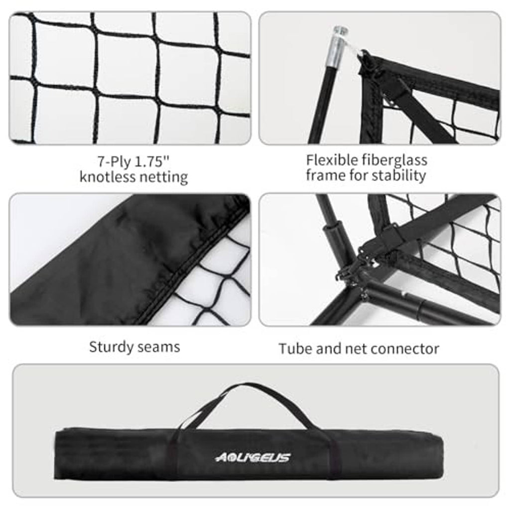 Baseball practice net accessories set: carry bag, fiberglass tube connector, knottless mesh