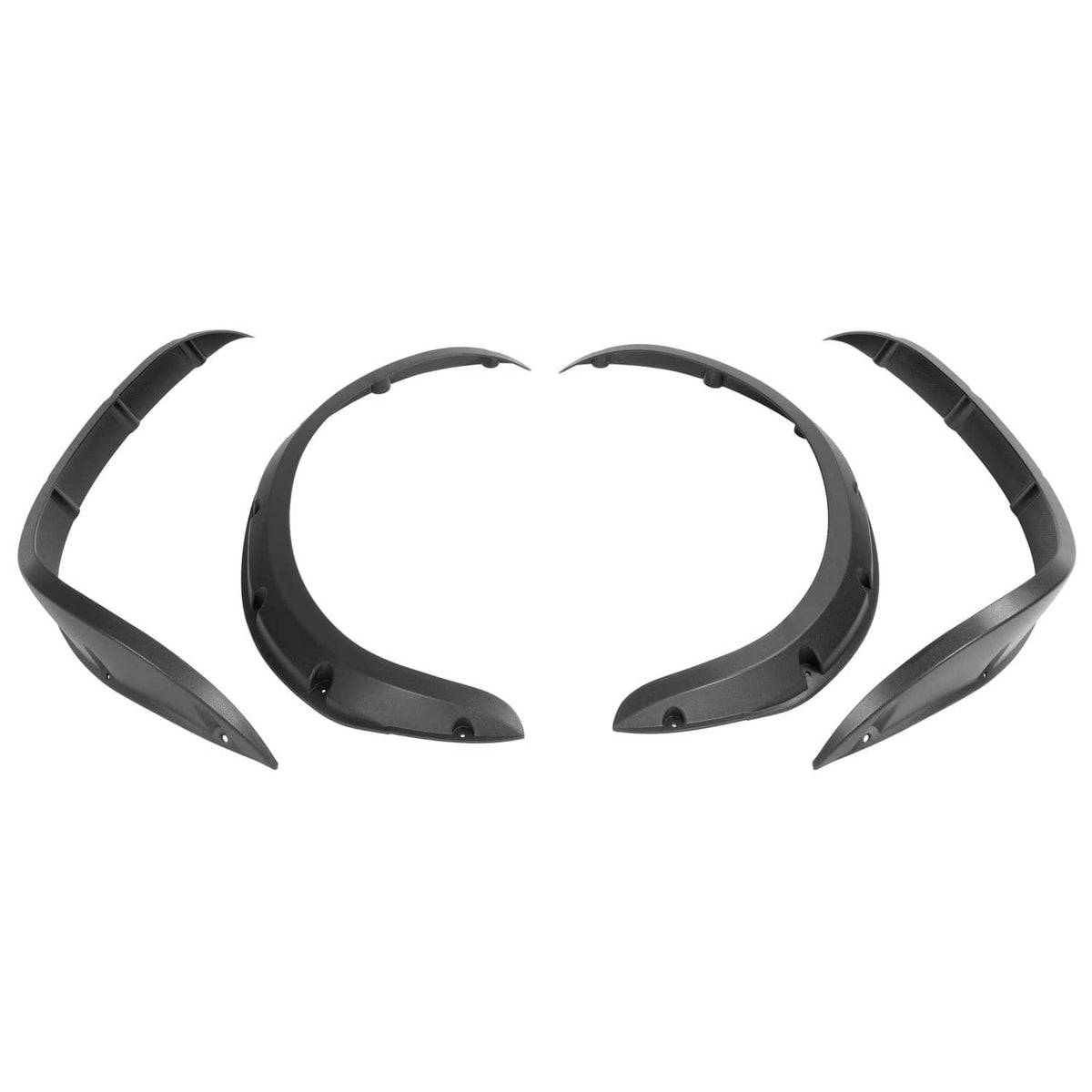 Black fender flare set with curved shapes and integrated mounting points.