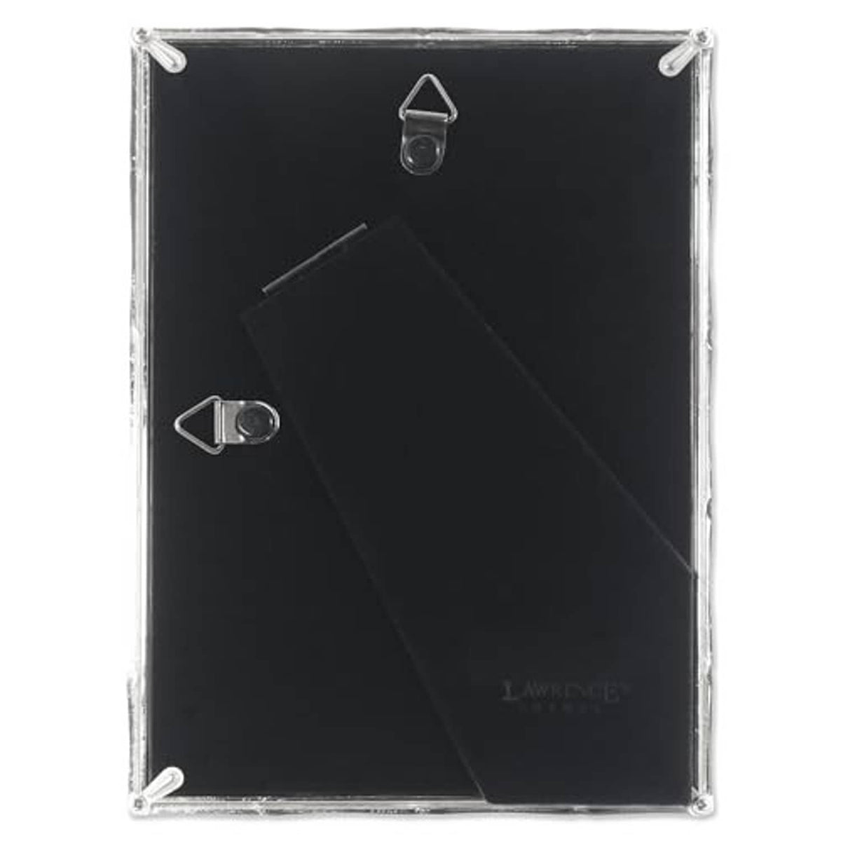 Silver bamboo-style metal 5x7 picture frame back with hanging hooks and stand