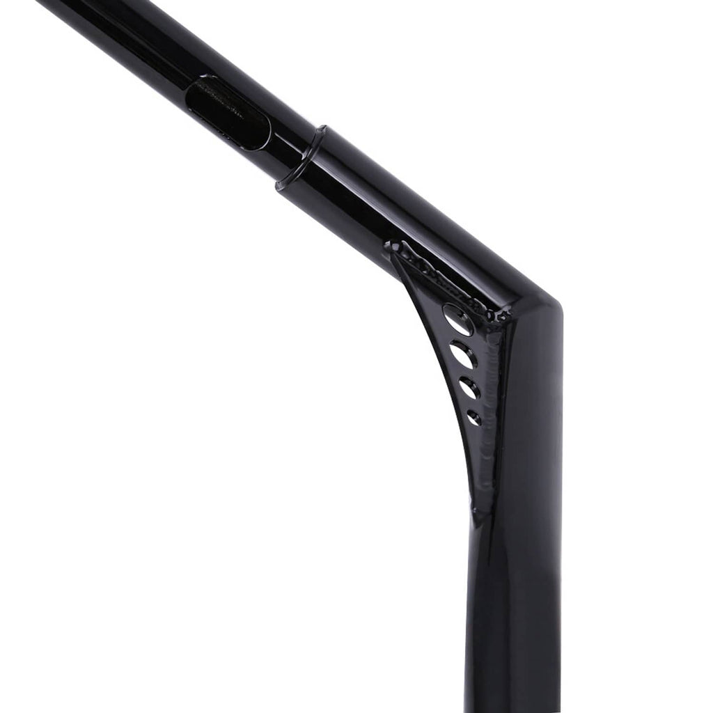 Black handlebar end section with drilled mounting plate and vented cutouts