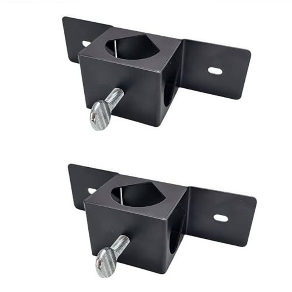 Two black deck pole mount brackets with threaded bolt, square base, 2-pack view
