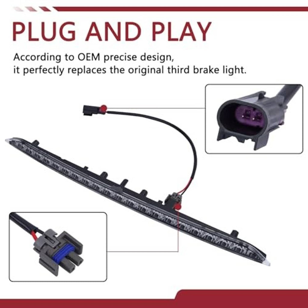 Plug-and-play LED third brake light with connector and wiring harness