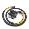 Voltage regulator rectifier with wiring harness, black ribbed cable and multi-pin connector