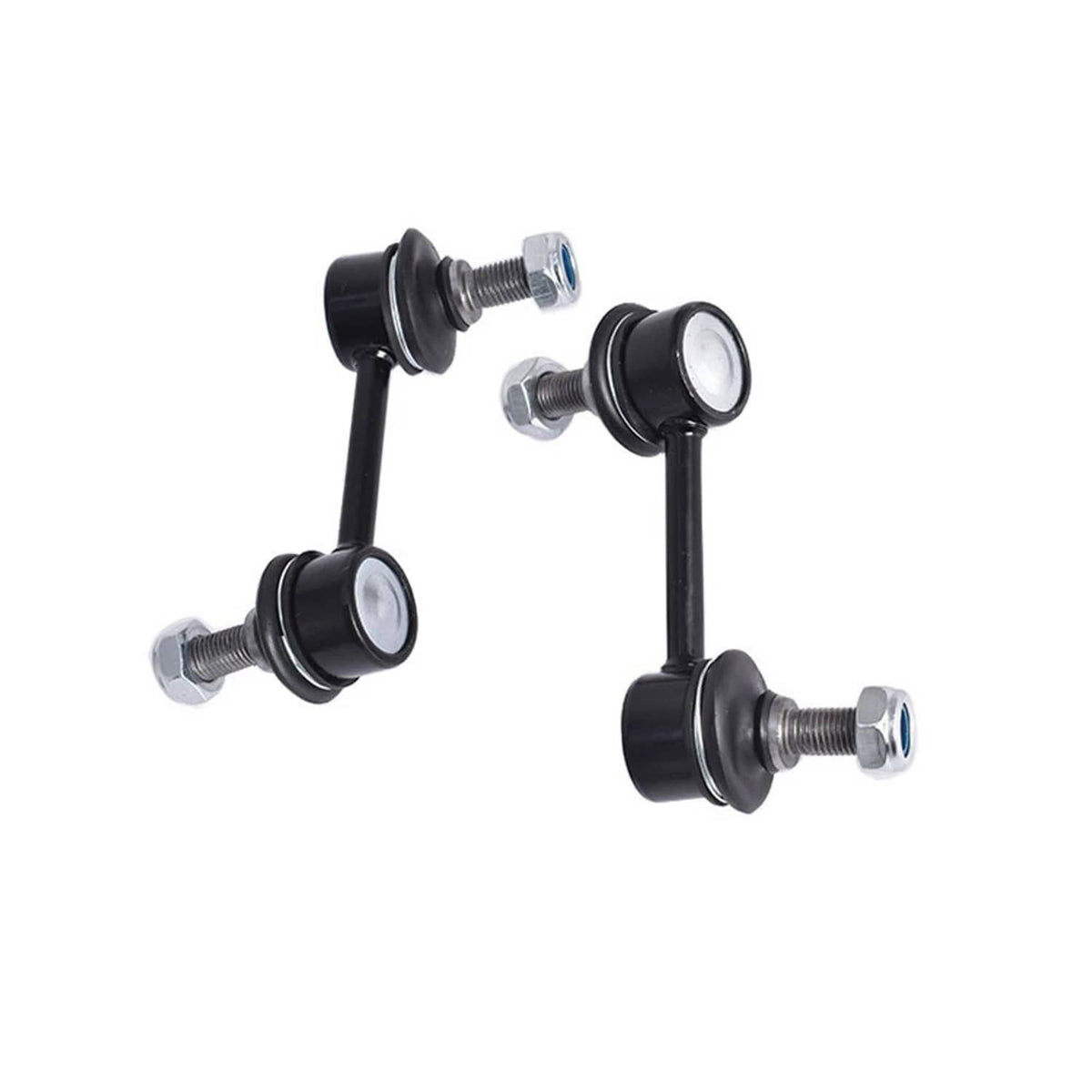 Four black control arms with ball joints and threaded stud ends