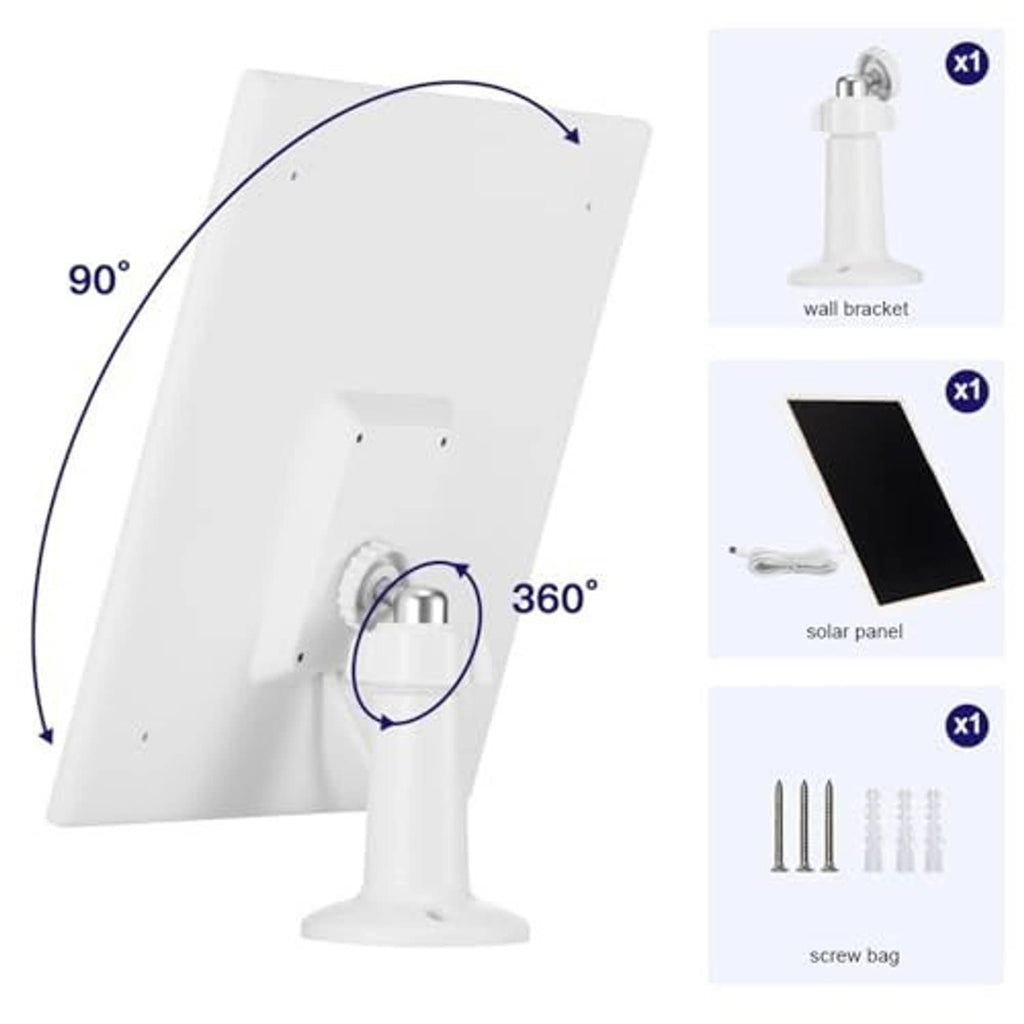 Solar panel charger with 360° adjustable stand and included mounting screws and bracket