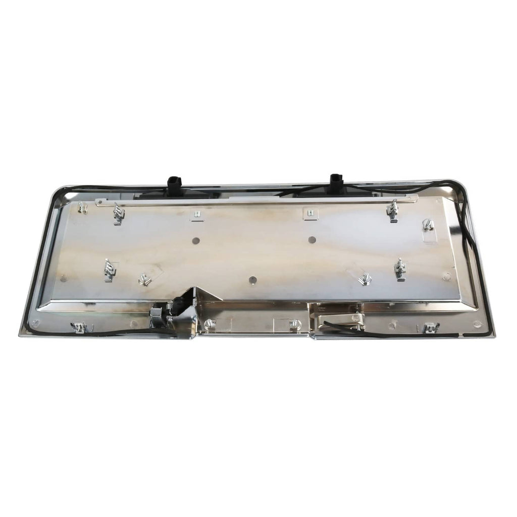 Silver rear tailgate license plate pocket backside with bracket hardware