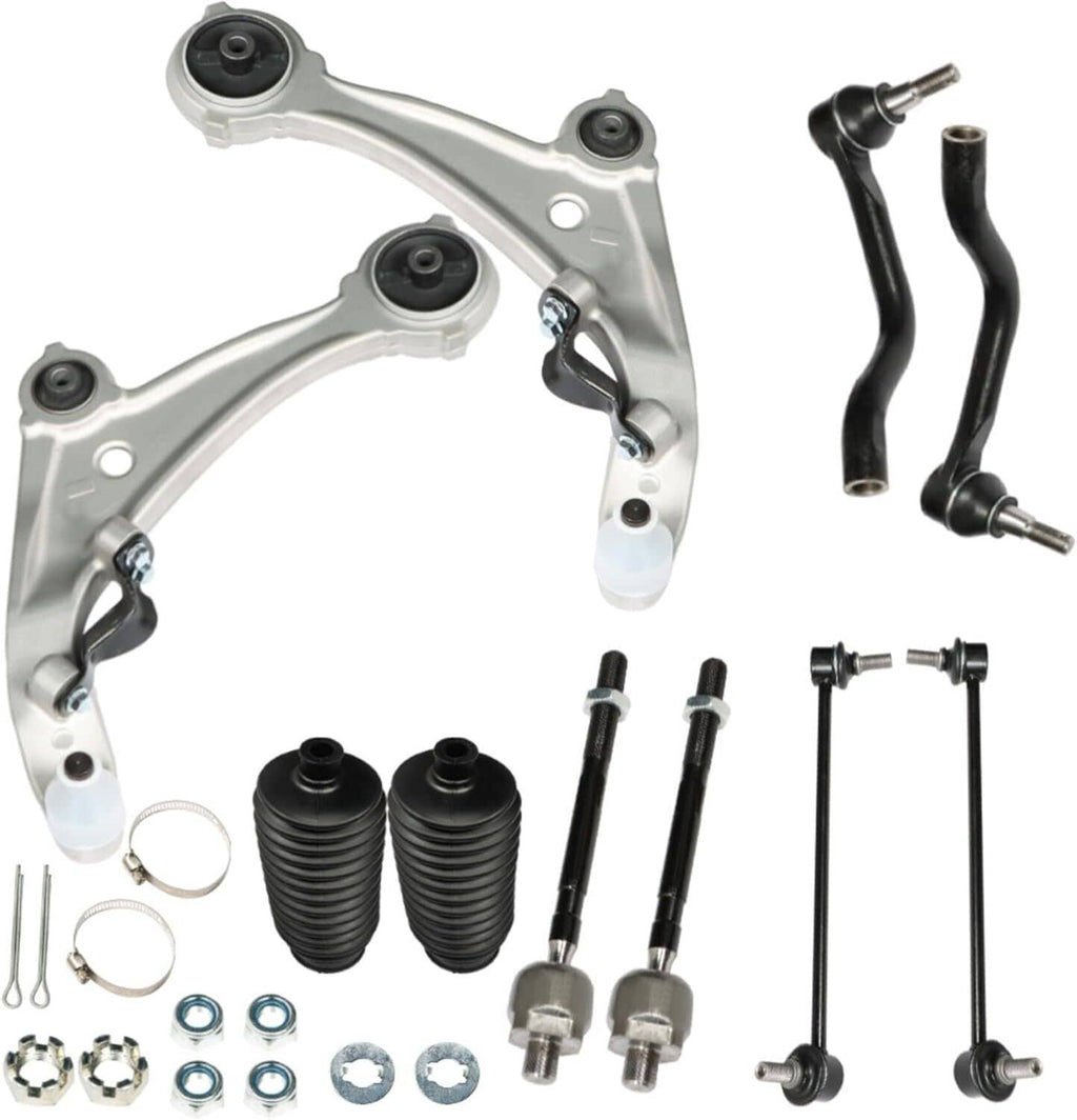 Front lower control arm set with ball joints, tie rod ends, and hardware