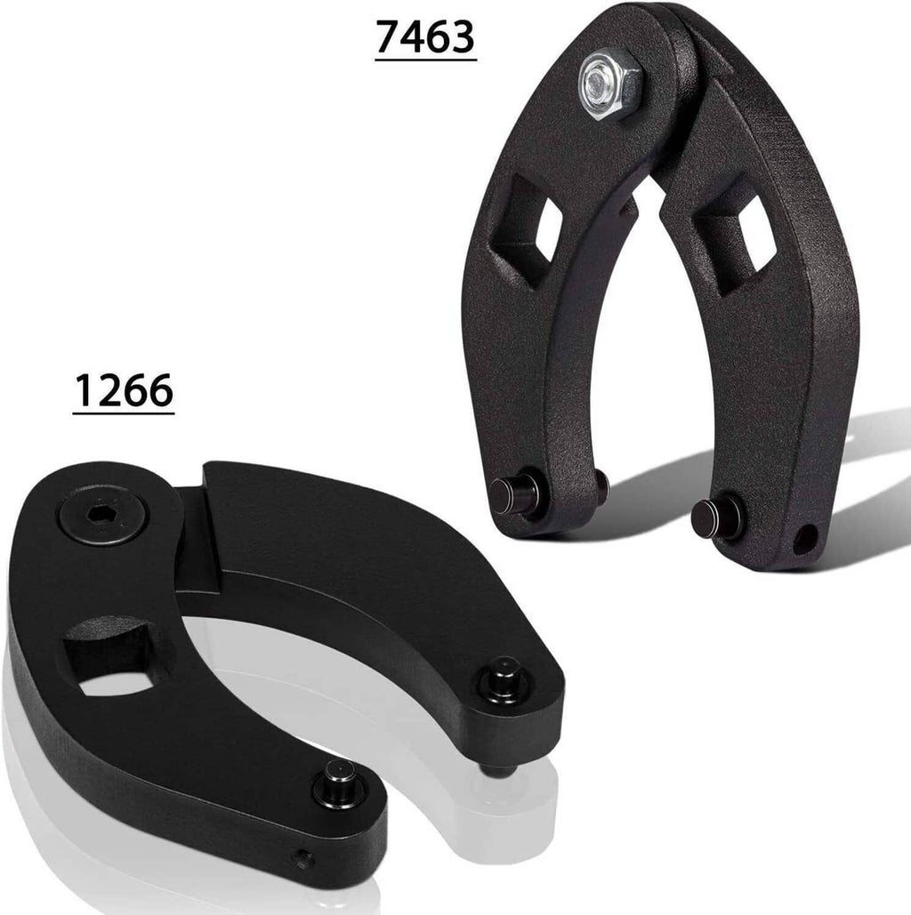 Black adjustable hydraulic gland nut wrench set with two U-shaped sizes