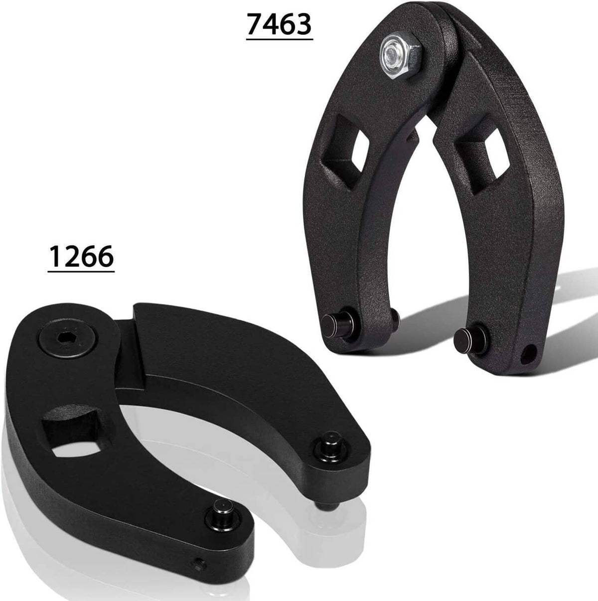 Black adjustable hydraulic gland nut wrench set with two U-shaped sizes