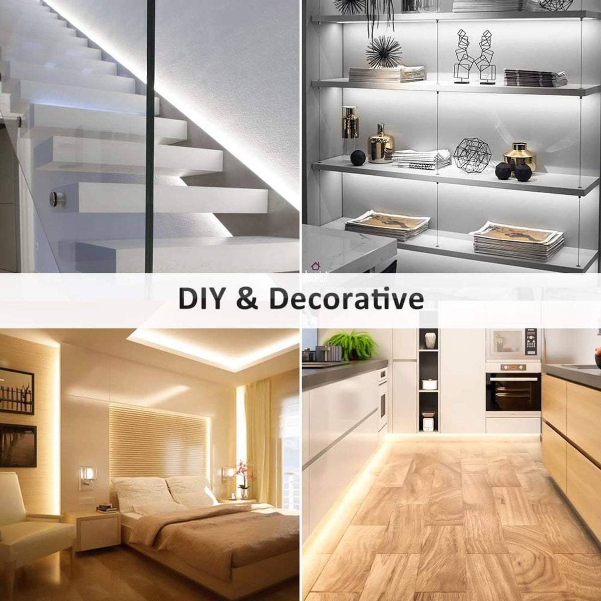 Indoor LED strip light use collage for DIY and decorative home lighting