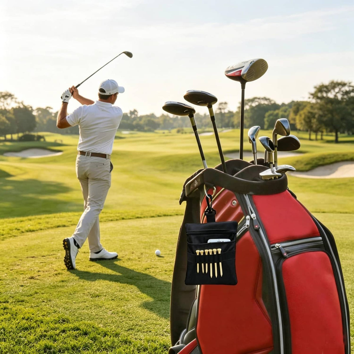 RivetOak CORECISE Golf Tee Pouch Bag,Zipper Ball Bag,Golf Accessory Black