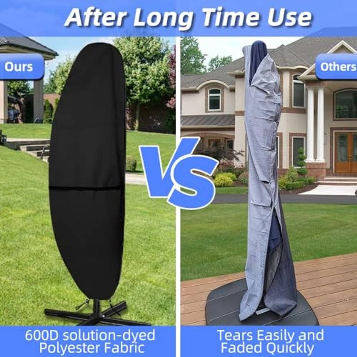 Black patio umbrella cover with durable fabric and protective full coverage fit