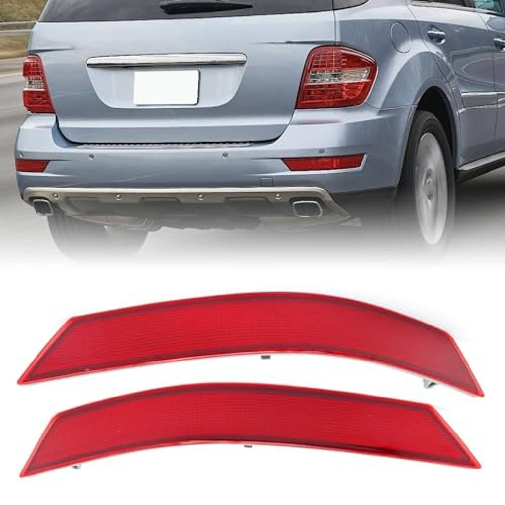 Red rear bumper reflector pair shown on vehicle rear