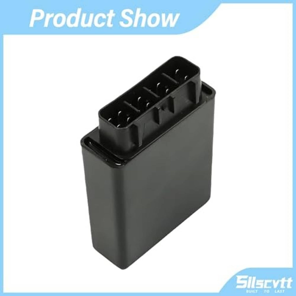 Black CDI ignition control box with top multi-pin connector and side housing, angled view.