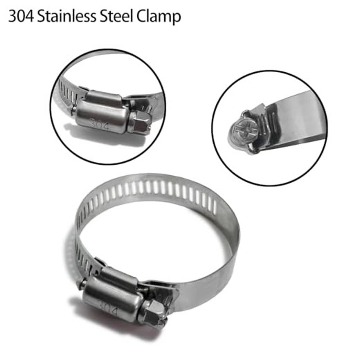 Stainless steel hose clamp band with screw housing and perforated ring
