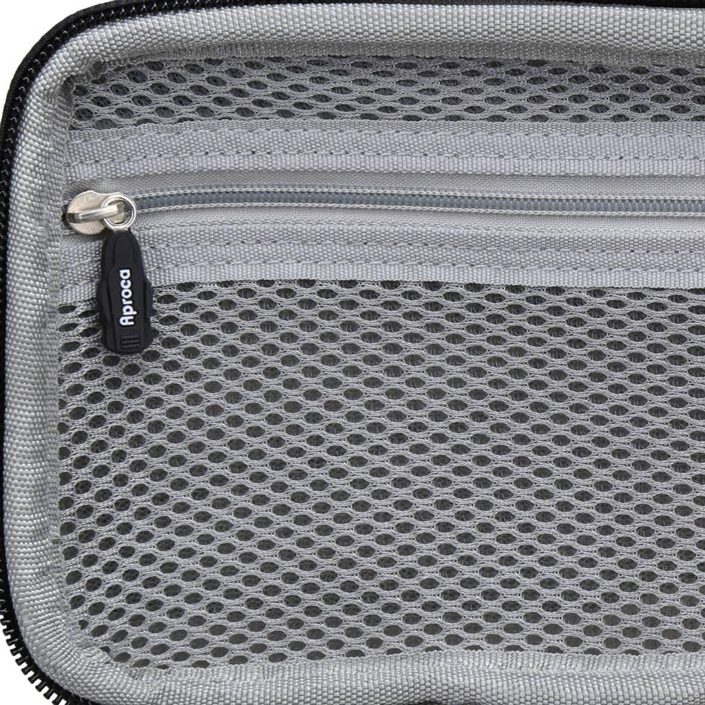 Close-up of mesh interior of hard DJ case with zipper track and metal ring
