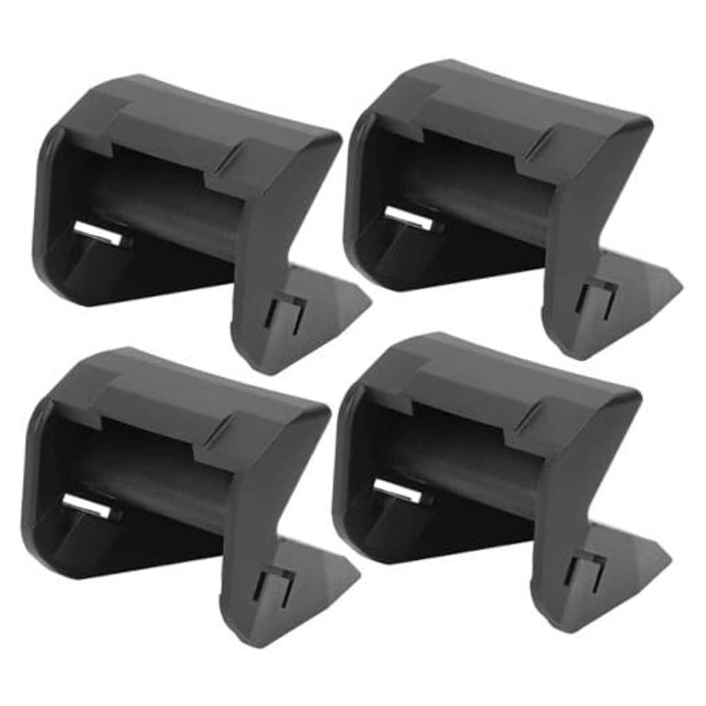 Set of four dark gray tire changer jaw protectors with curved clamp teeth