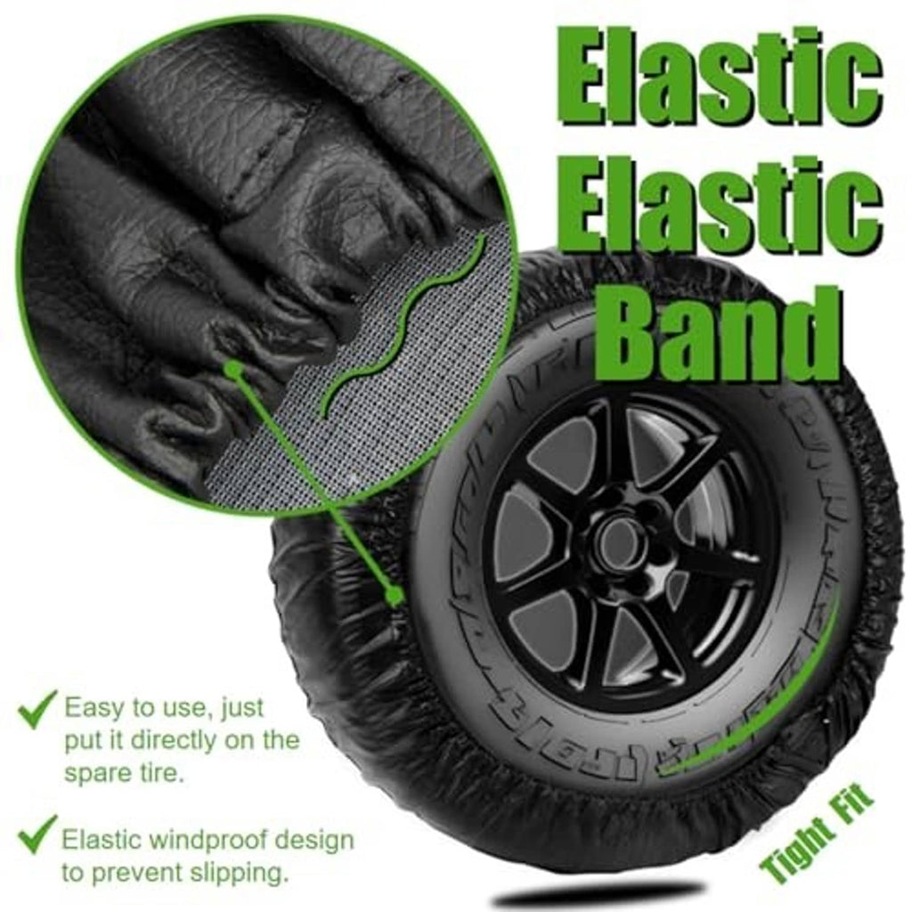 Black spare tire cover with elastic band edge and windproof tight fit