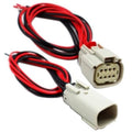LED headlight connector harness with white plug and red/black wire leads