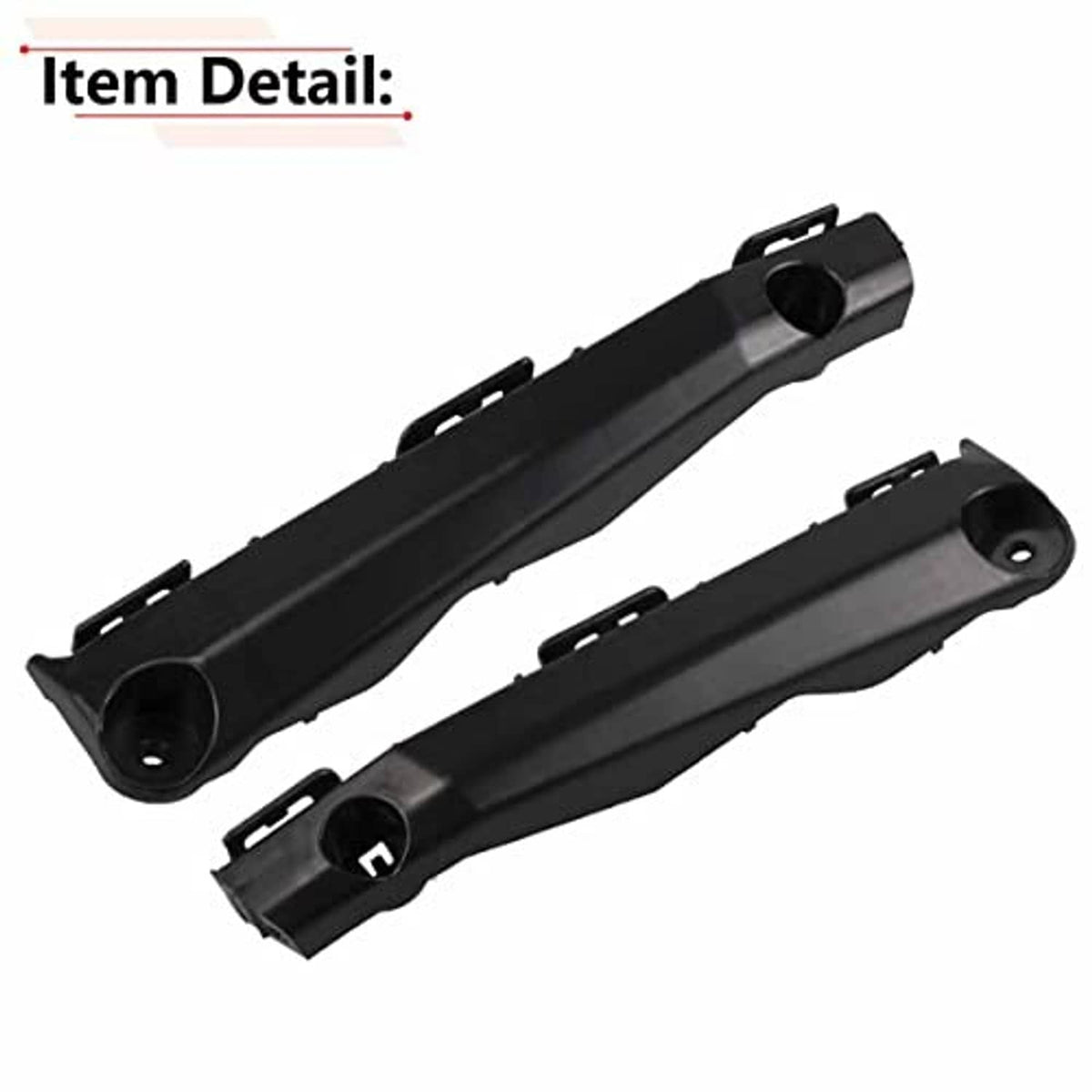Front bumper bracket set: black plastic with grille-style slots and rounded end mounting tabs