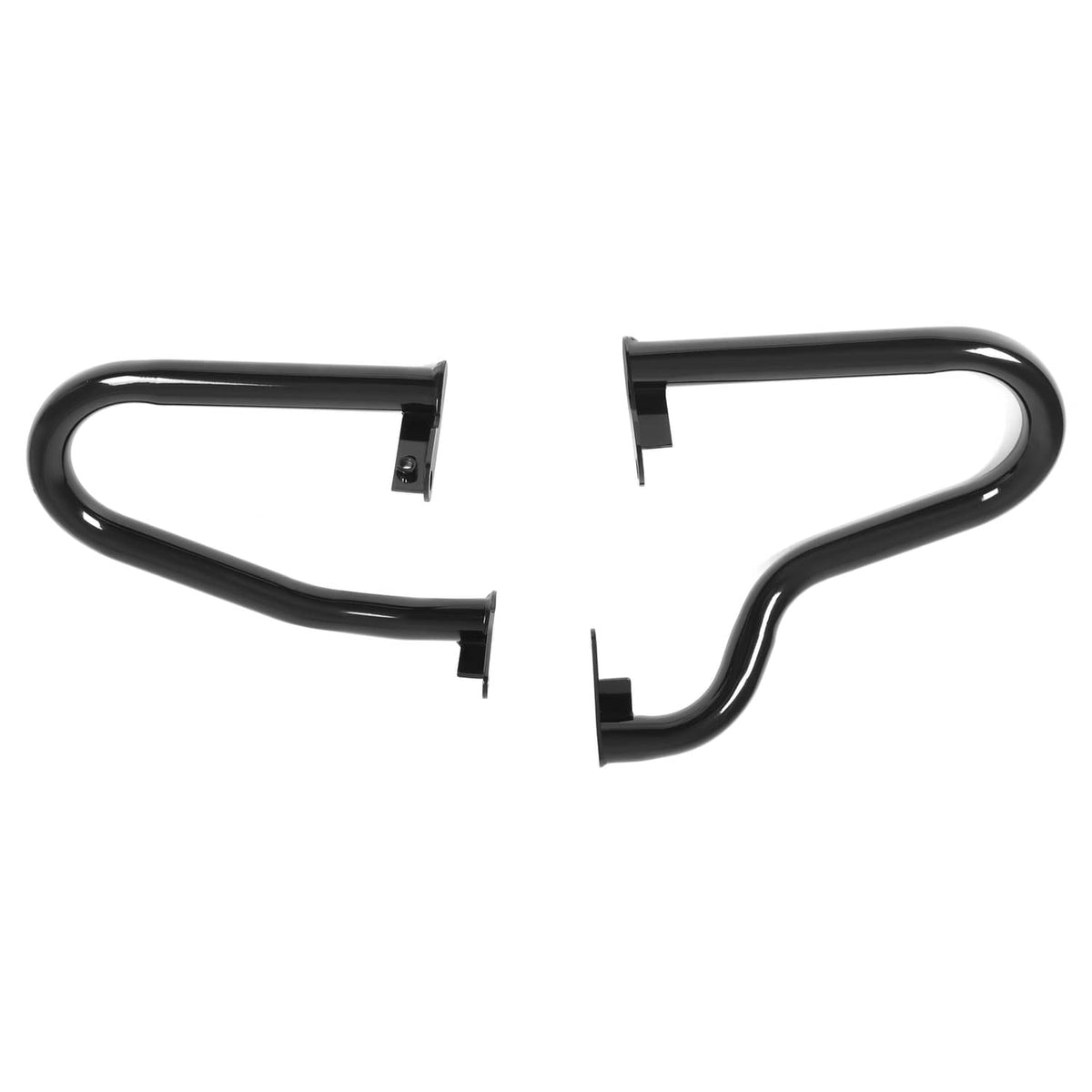 Black engine guard crash bars with front cross section and end mounting brackets