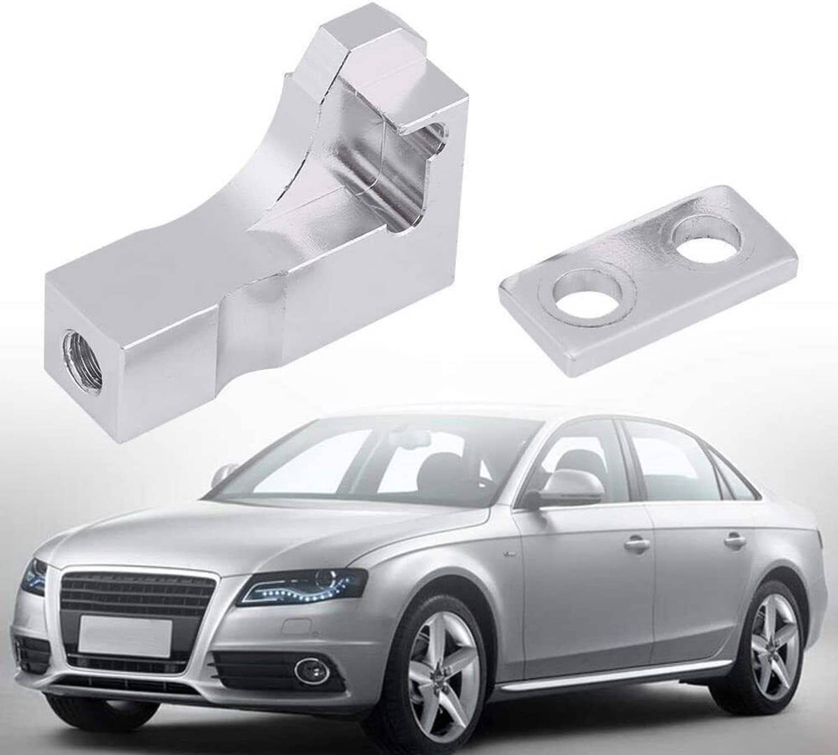 Metal intake manifold bracket kit with bracket and mounting plate, silver finish