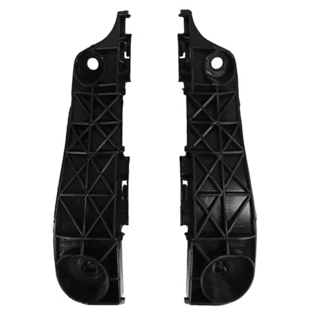 Black front bumper bracket support, single piece with round hole and grid reinforcement