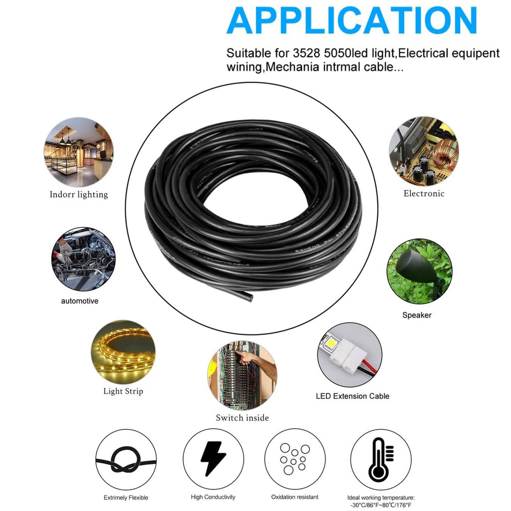 Coiled black 5-conductor cable for electronic, lighting, speaker, and wiring use