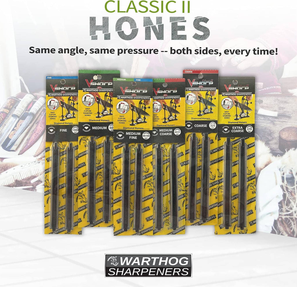 Classic II hones assortment display with multiple yellow replacement hone packages