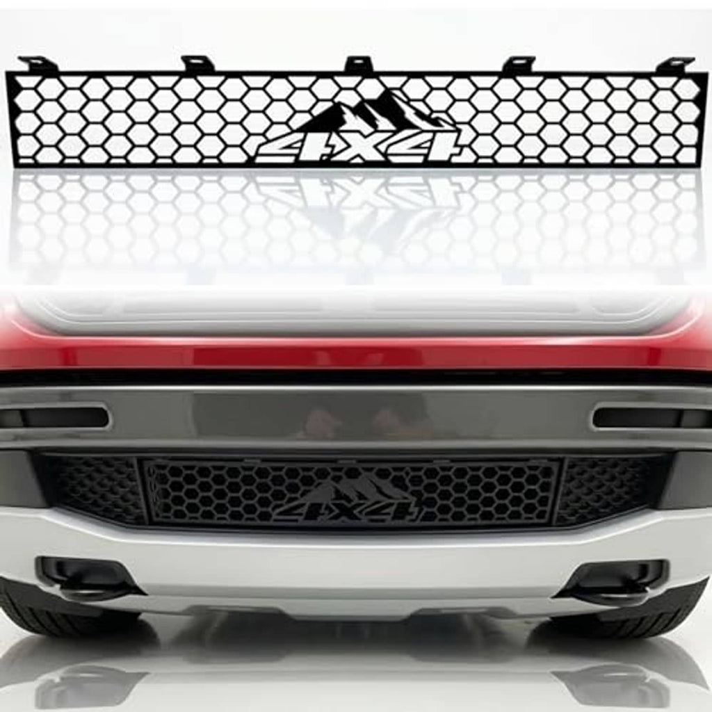 Front lower grille insert in black honeycomb mesh with FX4 logo