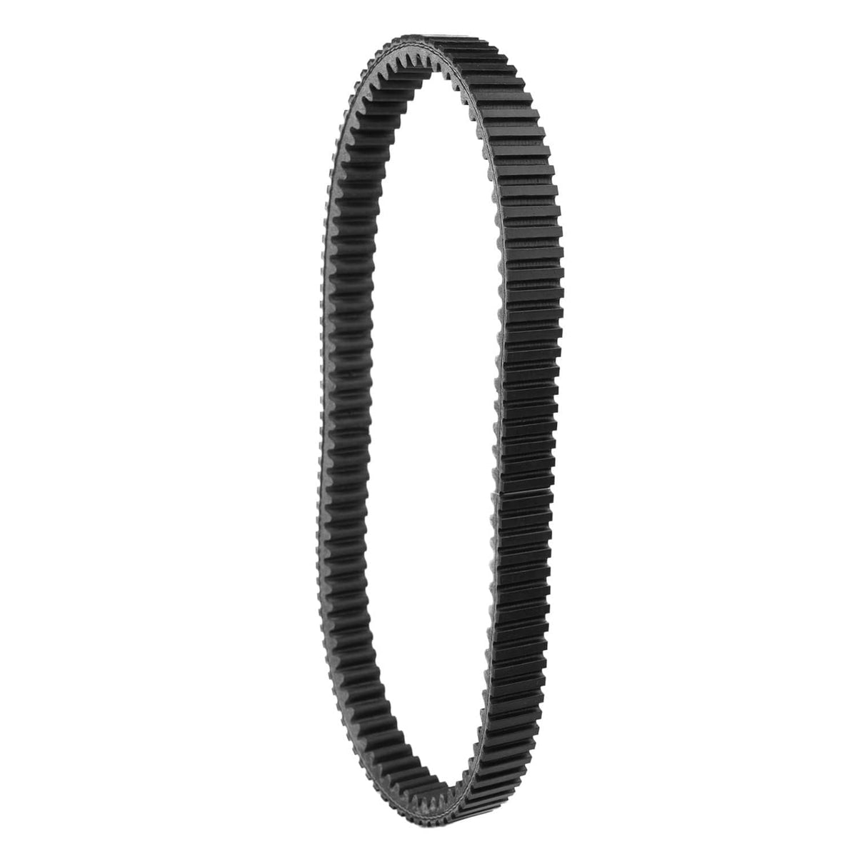 Polaris drive belt, black ribbed rubber loop shown vertically