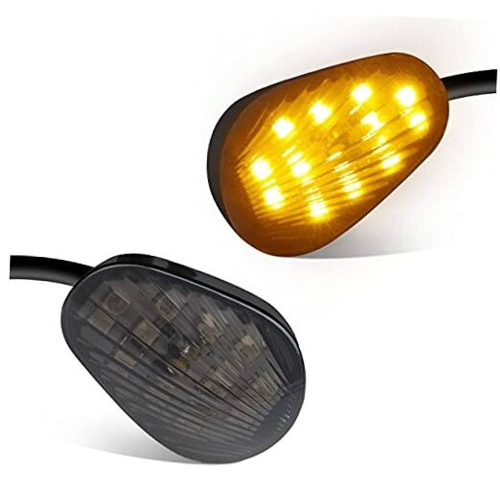 Smoked-lens LED flush-mount motorcycle turn signal with amber glow