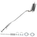 Stainless steel resonator and muffler exhaust pipe assembly with hanger and hardware