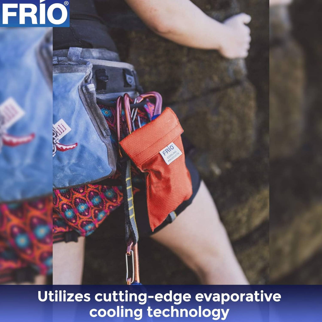 Red FRIO cooling wallet pouch with fabric sleeve and inner compartment