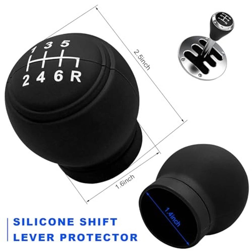 Black silicone gear shift lever protector with 6-speed markings 1-6 and R
