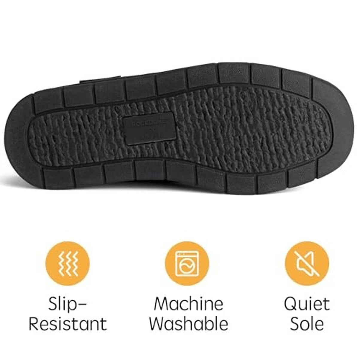 Black men's house slipper outsole with tread pattern for indoor traction
