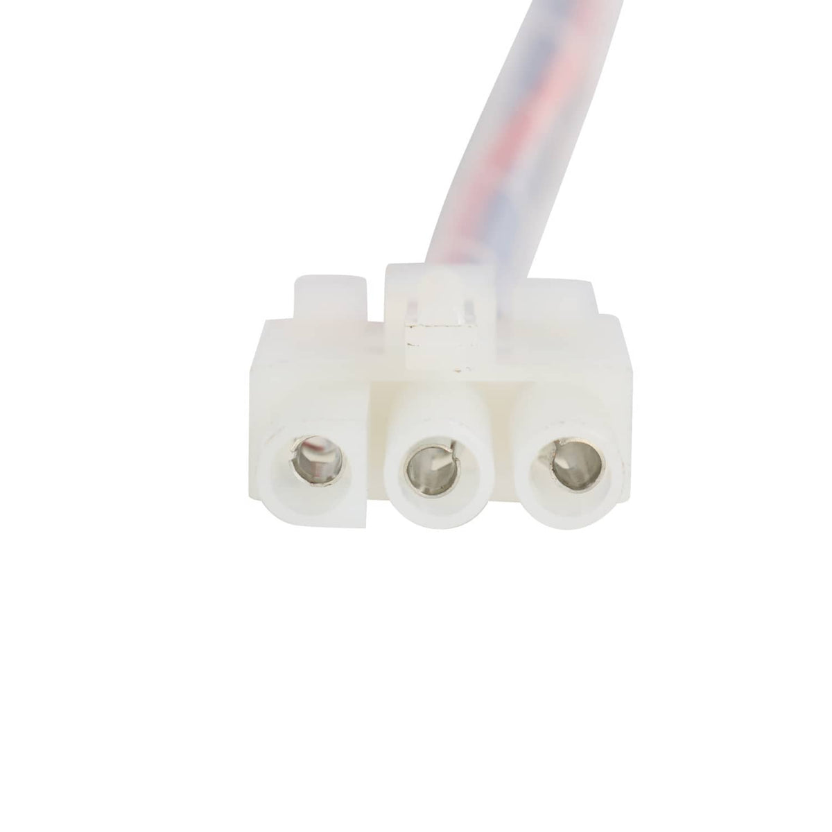 Water pump electrical connector with three mounting ports and attached colored wires