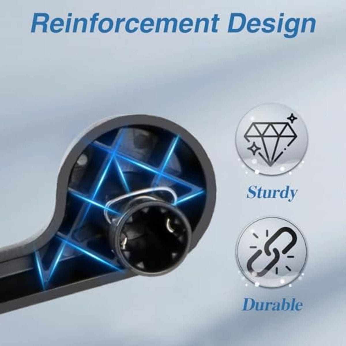 Black seat recliner handle lever with circular mounting hole, durable design detail