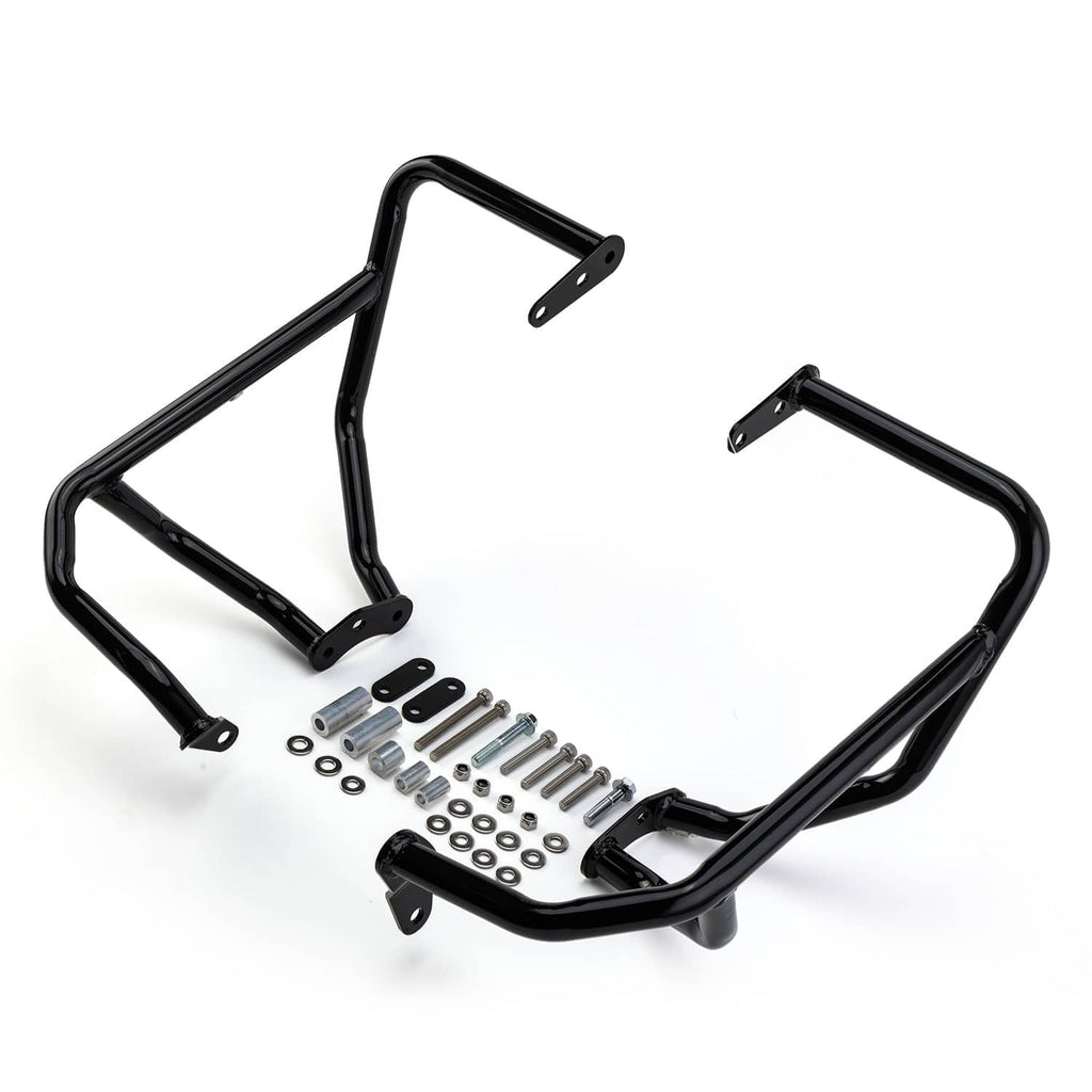 Black crash bar frame set with mounting brackets and included screws and washers