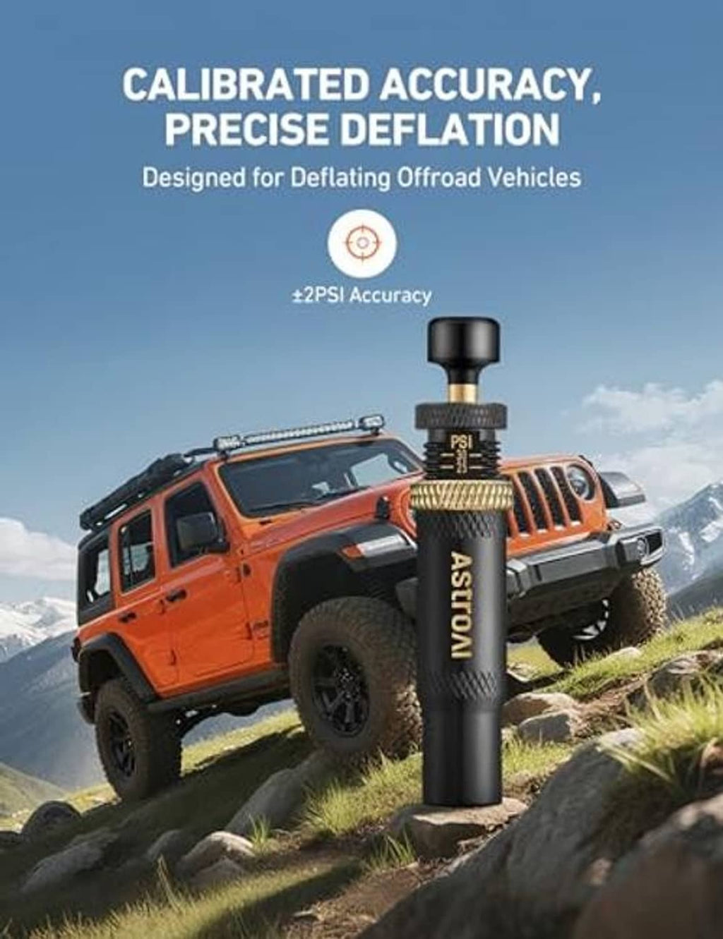 ASTROL automatic air-down tool with screw-on valve head for deflating tires