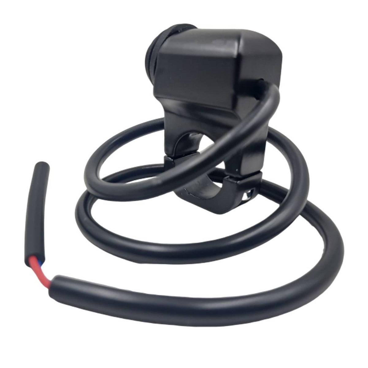 Black ON/OFF headlight switch with mounting bracket and coiled cable leads
