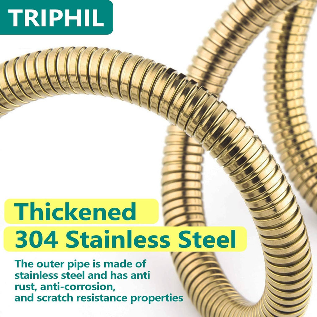 Gold shower hose with thickened 304 stainless steel coil and reinforced tube