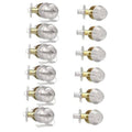 Brushed nickel exterior keyed door knob with lock, single cylinder deadbolt set (6-pack).