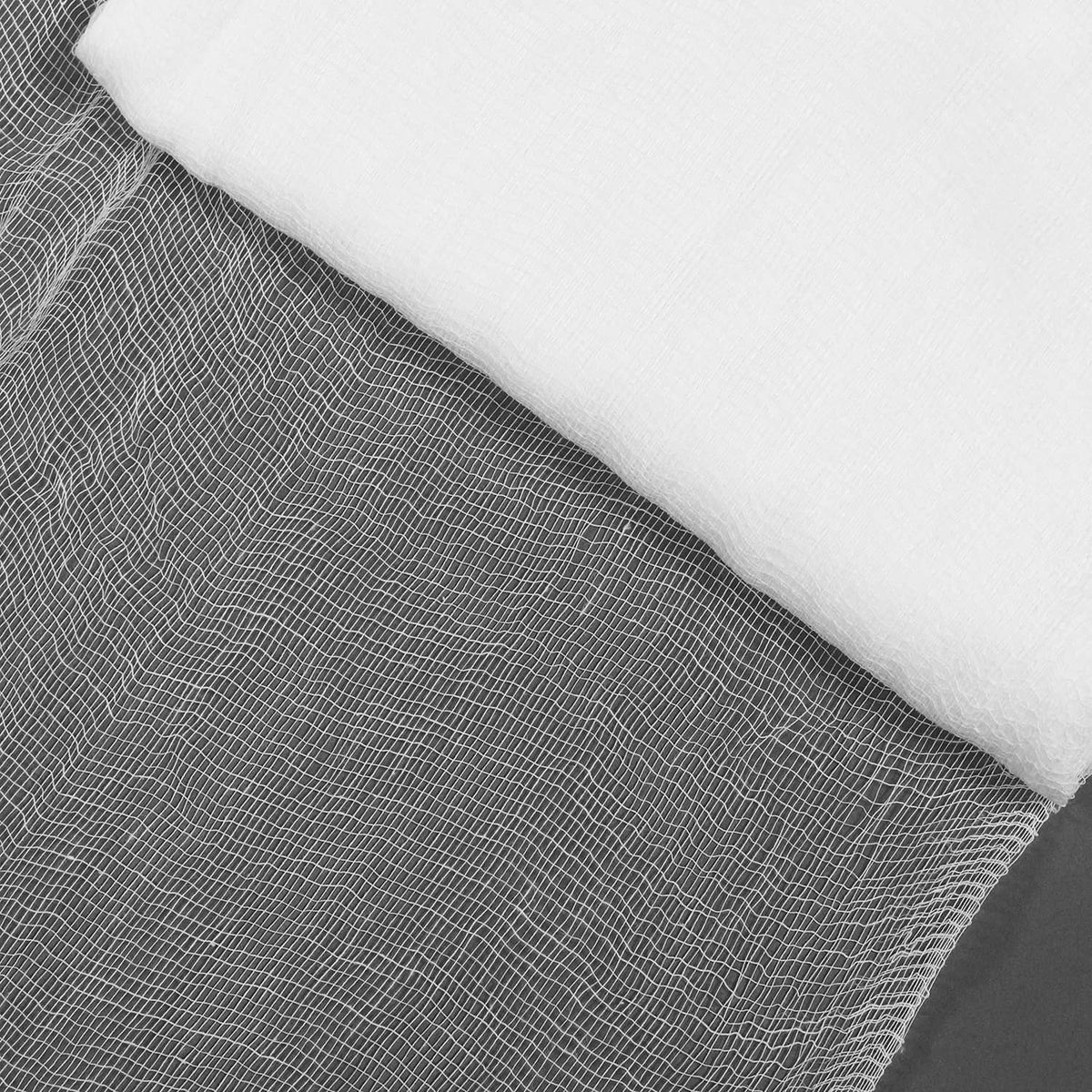 White cheesecloth fabric with fine open mesh weave