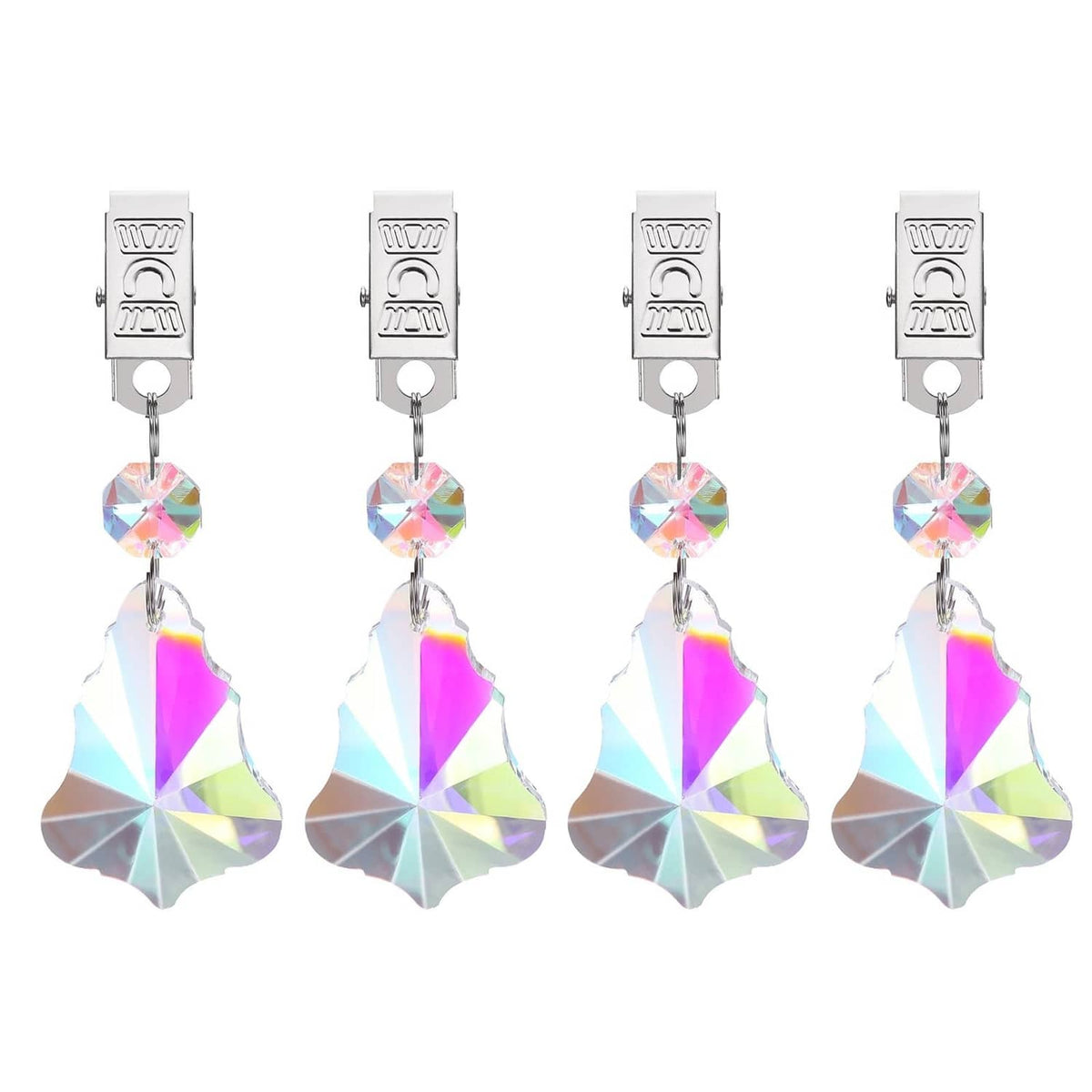 Set of 4 crystal tablecloth weights with rainbow AB prism design