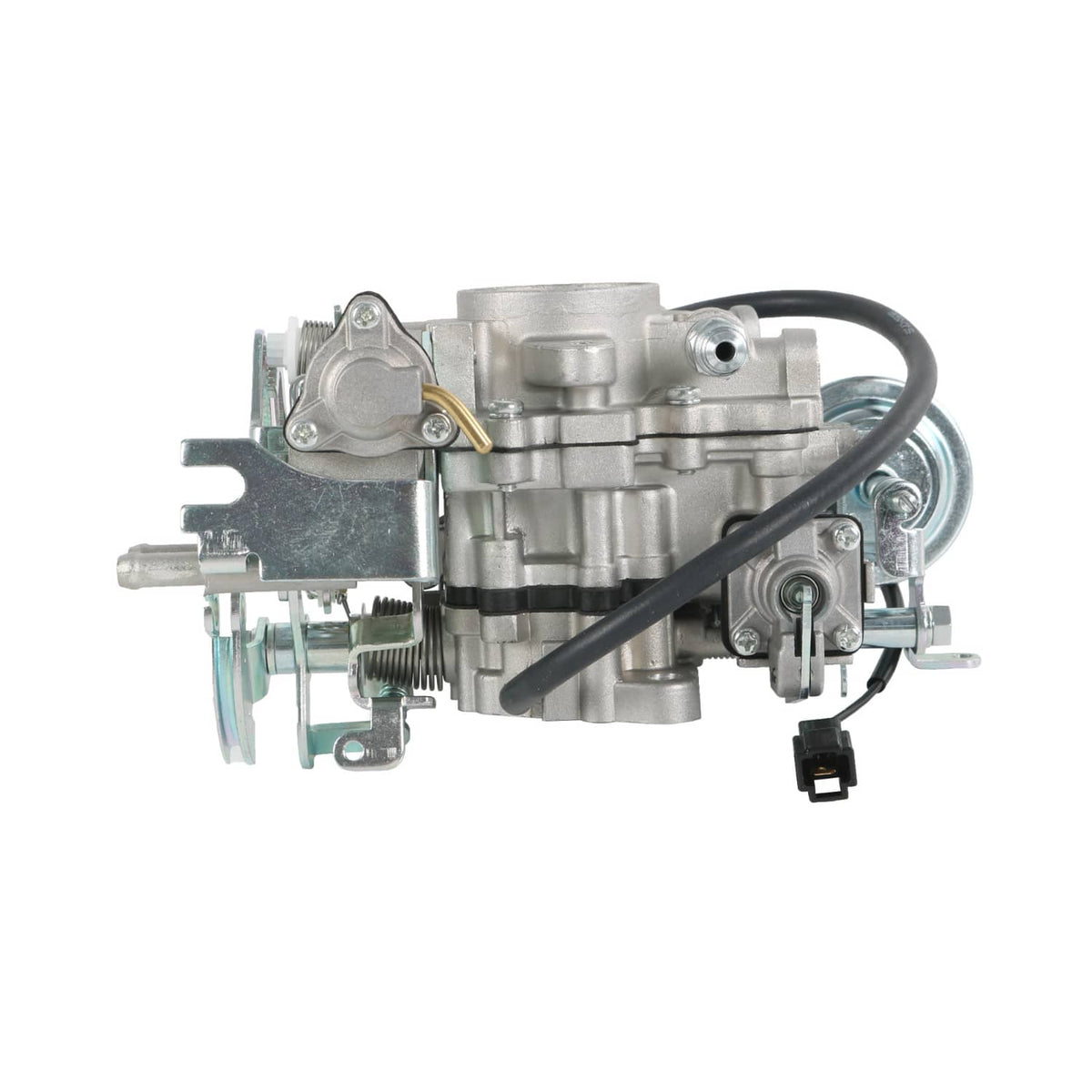 Rear carburetor flange assembly with metallic body and black hoses